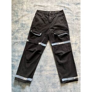 Marithe + Francois Girbaud Black Blue Shuttle Utility Cargo Pants 38 x 34